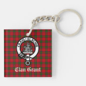 Porte-clés Clan Grant Crest Badge et Tartan (Dos)