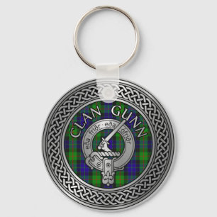 Porte-clés Clan Gunn Crest & Tartan Knot Porte - clé