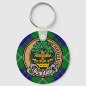 Porte-clés Clan Hamilton Crest sur la chasse Tartan (Recto)