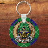 Porte-clés Clan Hamilton Crest sur la chasse Tartan (Recto)