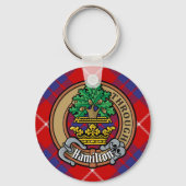 Porte-clés Clan Hamilton Crest sur Red Tartan (Recto)