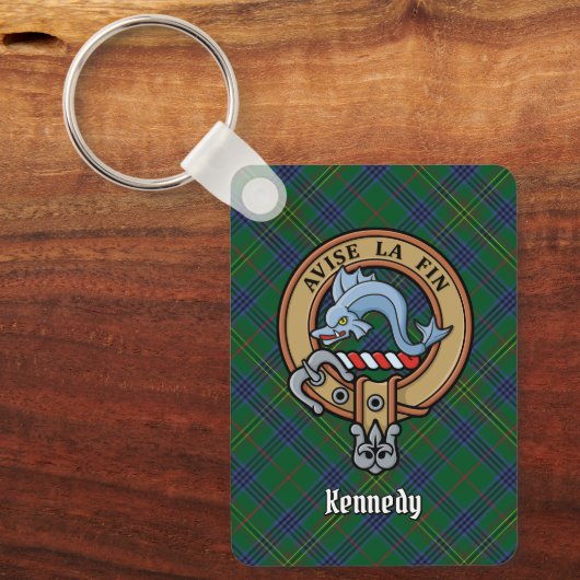 Porte-clés Clan Kennedy Crest sur Tartan (Recto)
