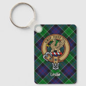 Porte-clés Clan Leslie Crest sur la chasse Tartan (Recto)
