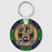 Porte-clés Clan Leslie Crest sur la chasse Tartan (Recto)