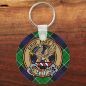 Porte-clés Clan Leslie Crest sur la chasse Tartan (Recto)