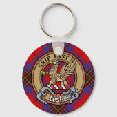 Porte-clés Clan Leslie Crest sur Red Tartan (Recto)