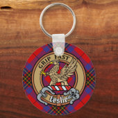 Porte-clés Clan Leslie Crest sur Red Tartan (Recto)