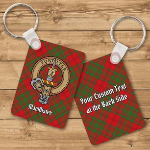 Porte-clés Clan MacAlister Crest sur Glenbarr Tartan