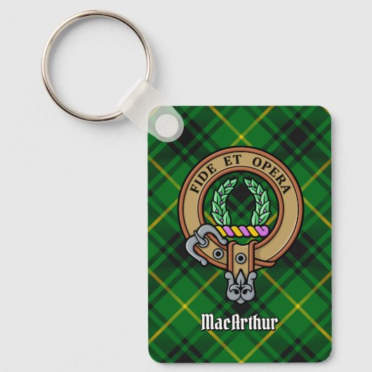 Porte-clés Clan MacArthur Crest sur Tartan (Recto)