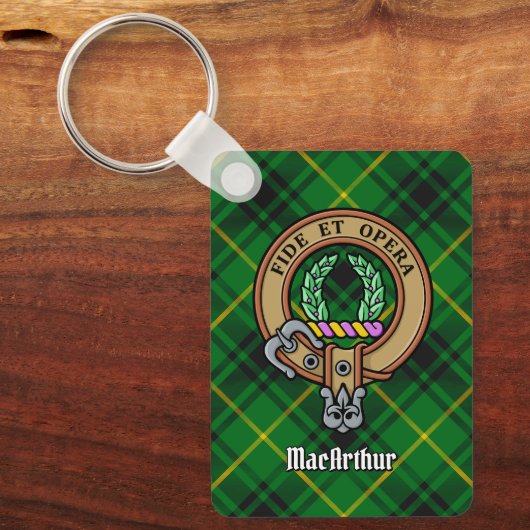 Porte-clés Clan MacArthur Crest sur Tartan (Recto)