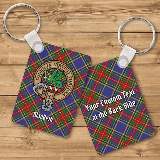 Porte-clés Clan MacBeth Crest sur Tartan Porte - clé