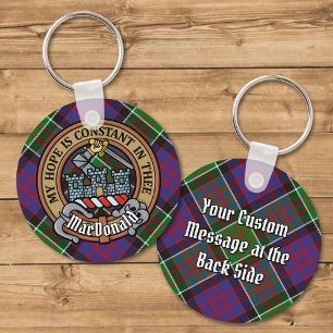Porte-clés Clan MacDonald de Clanranald Crest sur Tartan