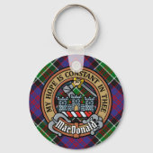 Porte-clés Clan MacDonald de Clanranald Crest sur Tartan (Recto)