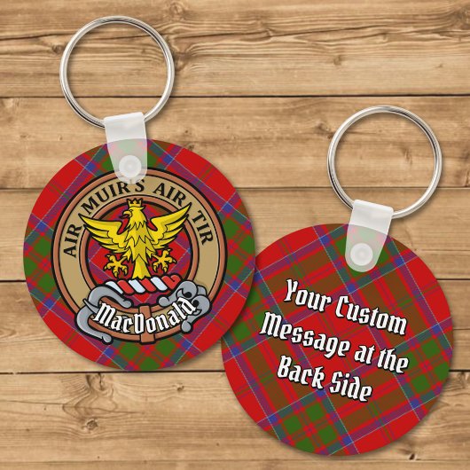 Porte-clés Clan MacDonald de Keppoch Crest sur Tartan