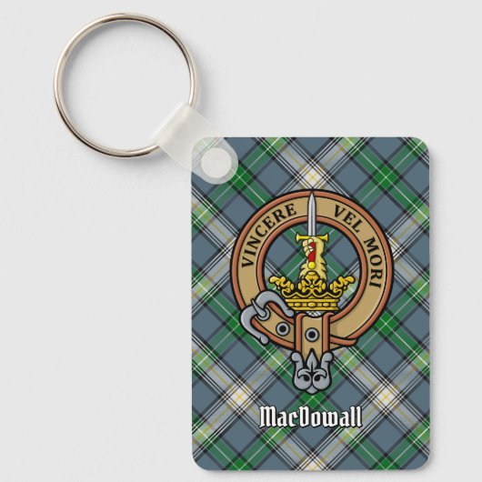 Porte-clés Clan MacDowall Crest sur Tartan (Recto)