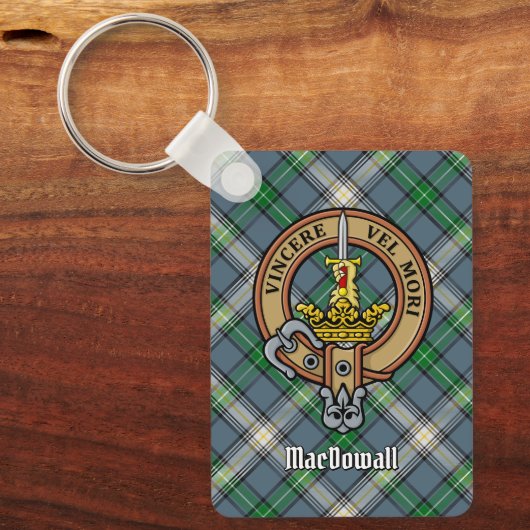 Porte-clés Clan MacDowall Crest sur Tartan (Recto)