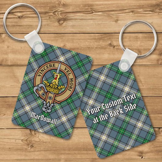 Porte-clés Clan MacDowall Crest sur Tartan