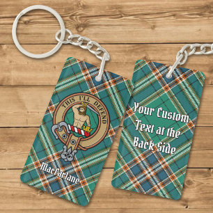 Porte-clés Clan MacFarlane Crest sur Tartan de chasse antique