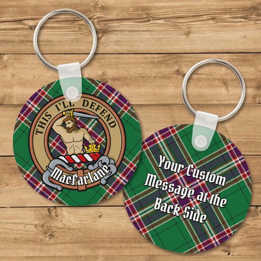 Porte-clés Clan MacFarlane Crest sur Tartan de chasse moderne