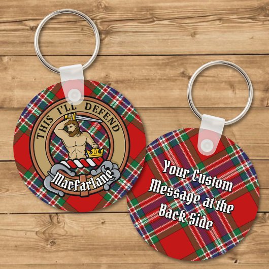 Porte-clés Clan MacFarlane Crest sur Tartan Porte - clé