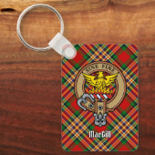 Porte-clés Clan MacGill Crest over Tartan Keychain (Recto)