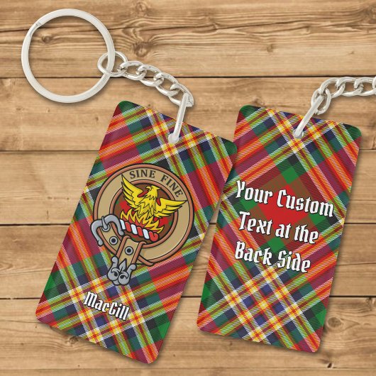 Porte-clés Clan MacGill Crest sur Tartan Porte - clé