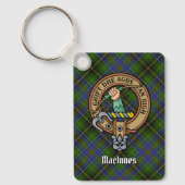 Porte-clés Clan MacInnes Crest sur Tartan (Recto)