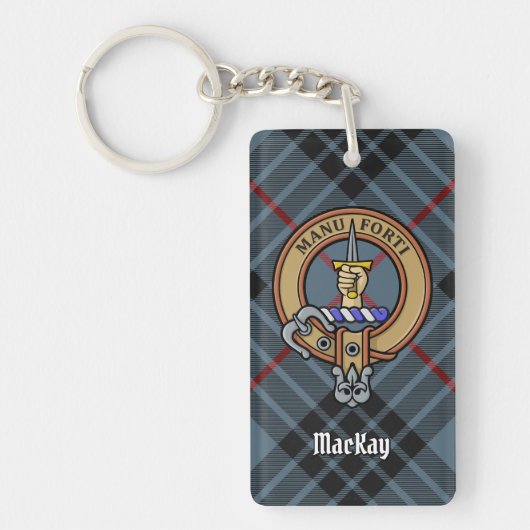 Porte-clés Clan MacKay Crest sur Blue Tartan (Devant)