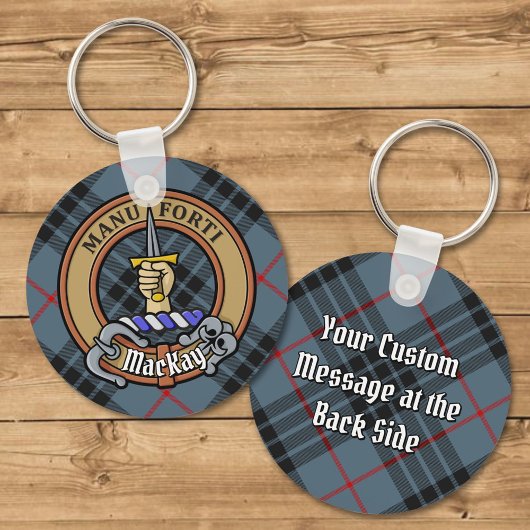 Porte-clés Clan MacKay Crest sur Blue Tartan