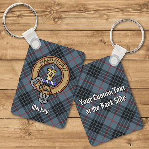 Porte-clés Clan MacKay Crest sur Blue Tartan