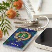 Porte-clés Clan MacKay Crest sur Tartan (Devant droit)