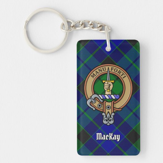 Porte-clés Clan MacKay Crest sur Tartan (Devant)