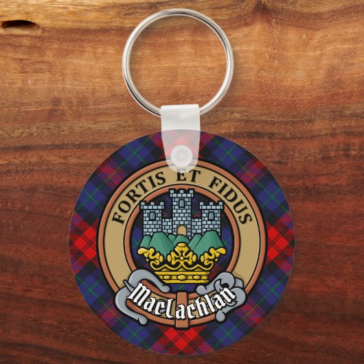 Porte-clés Clan MacLachlan Crest sur Tartan (Recto)