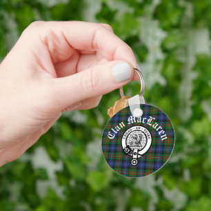Porte-clés Clan MacLaren Crest Badge & Tartan personnalisable