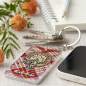 Porte-clés Clan MacPherson Crest sur la robe rouge Tartan (Devant droit)