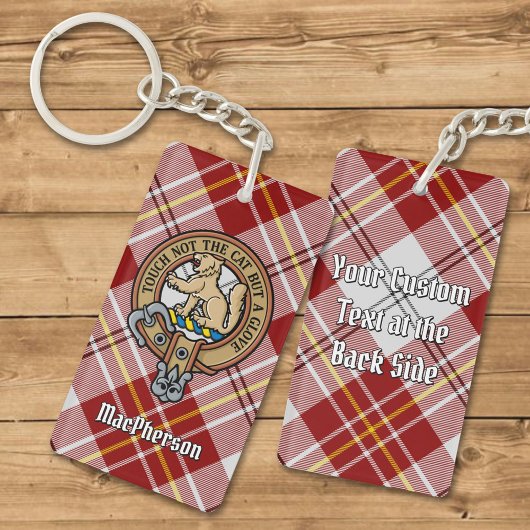 Porte-clés Clan MacPherson Crest sur la robe rouge Tartan