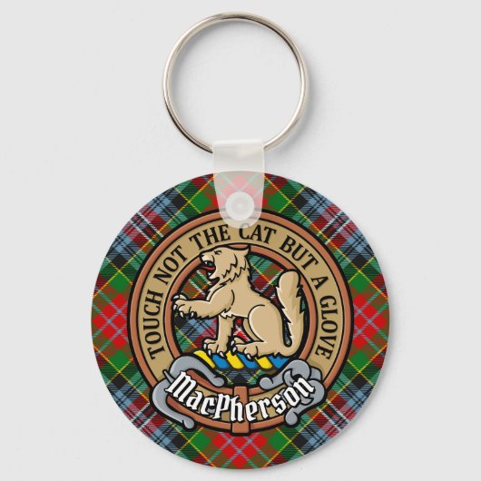 Porte-clés Clan MacPherson Crest sur Tartan (Recto)