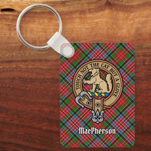 Porte-clés Clan MacPherson Crest sur Tartan Porte - clé (Recto)
