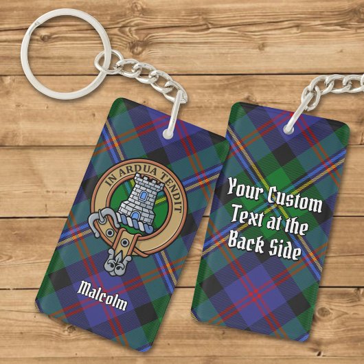 Porte-clés Clan Malcolm Crest over Tartan