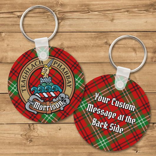 Porte-clés Clan Morrison Crest sur Red Tartan