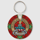 Porte-clés Clan Morrison Crest sur Red Tartan (Recto)