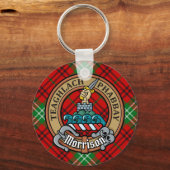 Porte-clés Clan Morrison Crest sur Red Tartan (Recto)