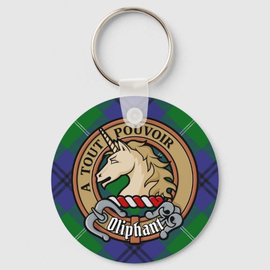 Porte-clés Clan Oliphant Crest sur Tartan (Recto)