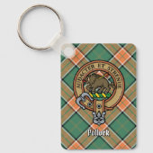 Porte-clés Clan Pollock Crest sur Tartan Porte - clé (Recto)