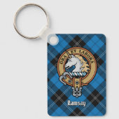 Porte-clés Clan Ramsay Crest sur Blue Hunter Tartan (Recto)