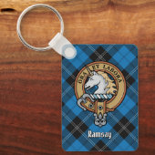 Porte-clés Clan Ramsay Crest sur Blue Hunter Tartan (Recto)