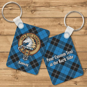 Porte-clés Clan Ramsay Crest sur Blue Hunter Tartan