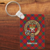 Porte-clés Clan Robertson Crest sur Tartan (Recto)