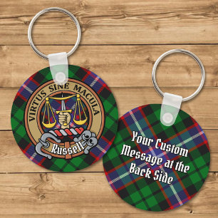 Porte-clés Clan Russell Crête sur Tartan