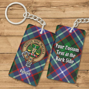 Porte-clés Clan Russell Crête sur Tartan